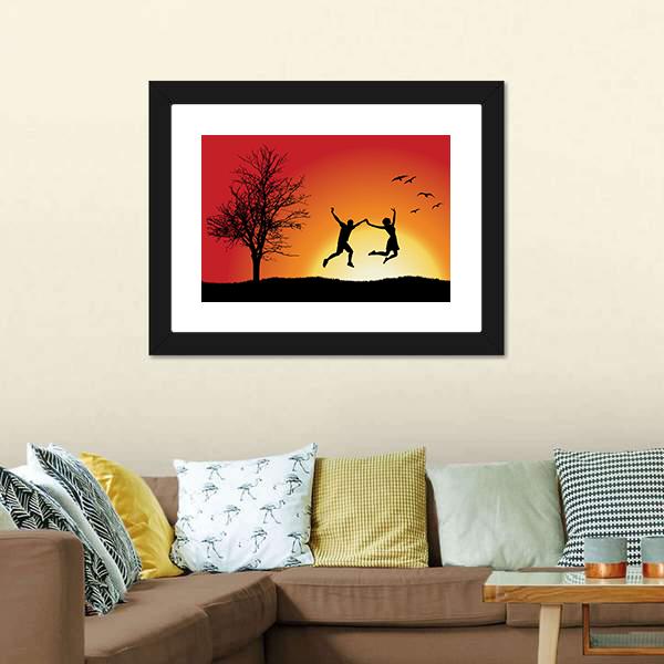 Couple Enjoying Success Canvas Wall Art-5 Horizontal-Gallery Wrap-22" x 12"-Tiaracle