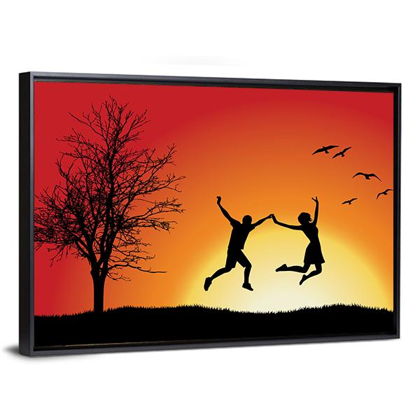 Couple Enjoying Success Canvas Wall Art-5 Horizontal-Gallery Wrap-22" x 12"-Tiaracle
