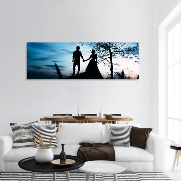 Couple Holding Hands Panoramic Canvas Wall Art-3 Piece-25" x 08"-Tiaracle