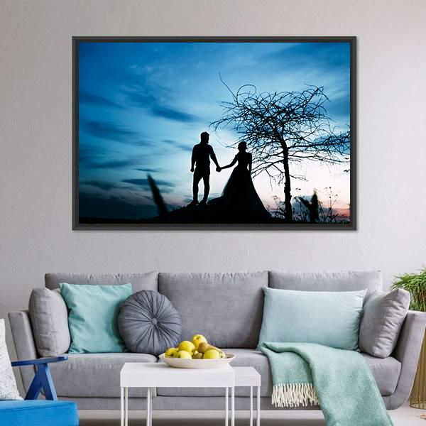 Couple Holding Hands Panoramic Canvas Wall Art-1 Piece-36" x 12"-Tiaracle