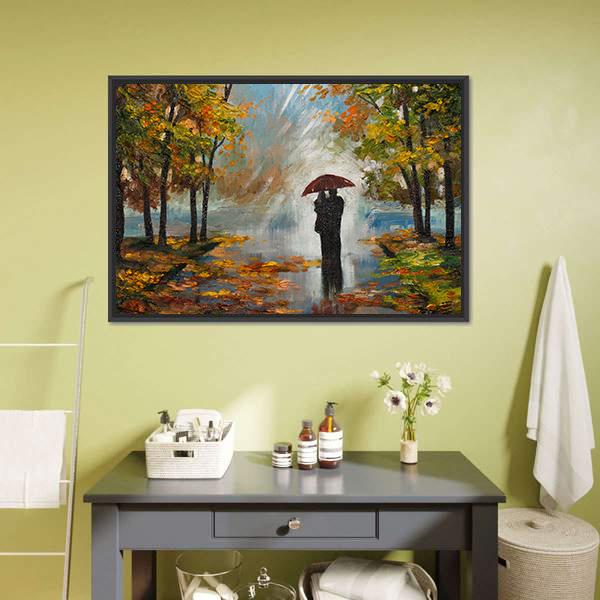 Couple In The Forest Canvas Wall Art-5 Horizontal-Gallery Wrap-22" x 12"-Tiaracle