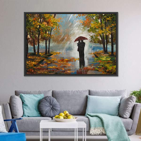 Couple In The Forest Canvas Wall Art-5 Horizontal-Gallery Wrap-22" x 12"-Tiaracle