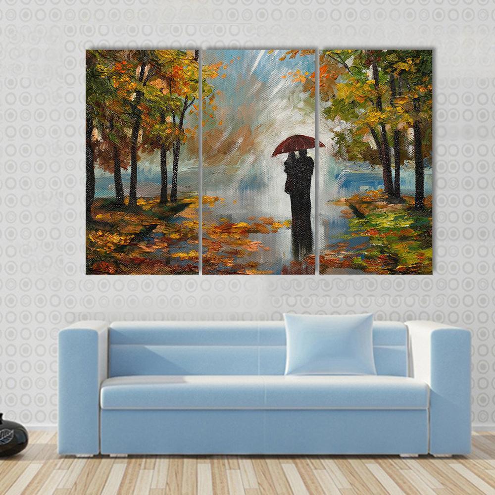 Couple In The Forest Canvas Wall Art-3 Horizontal-Gallery Wrap-37&quot; x 24&quot;-Tiaracle