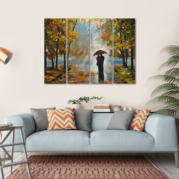 Couple In The Forest Canvas Wall Art-4 Horizontal-Gallery Wrap-34" x 24"-Tiaracle