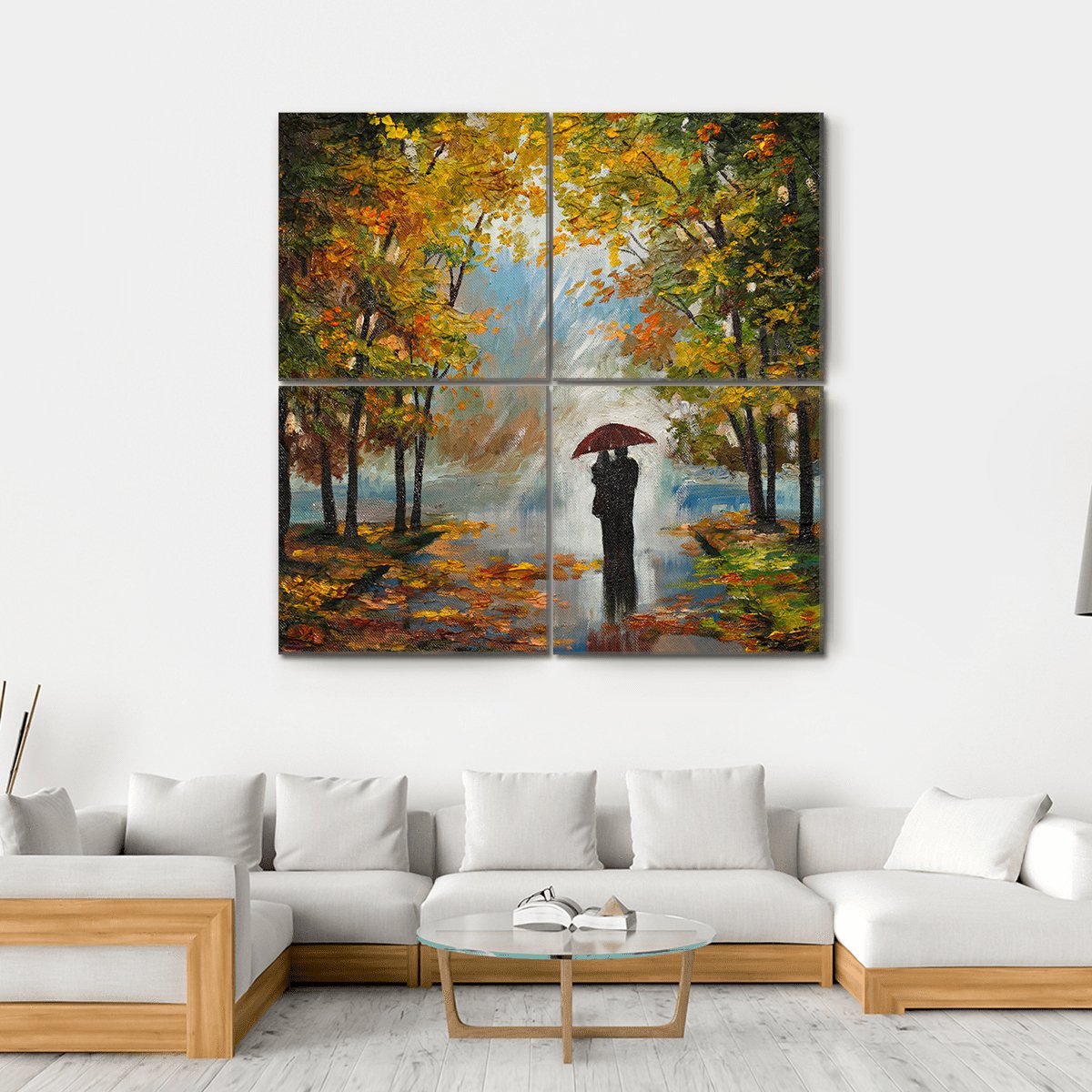 Couple In The Forest Canvas Wall Art-4 Square-Gallery Wrap-17" x 17"-Tiaracle