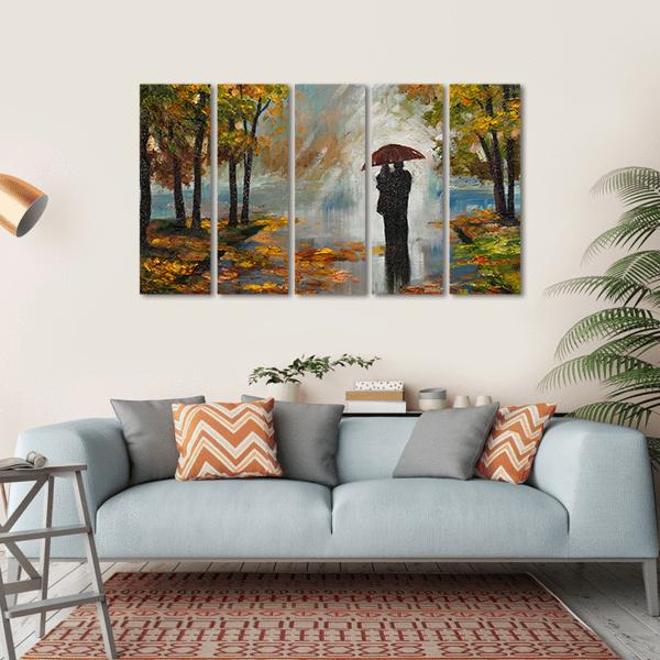 Couple In The Forest Canvas Wall Art-5 Horizontal-Gallery Wrap-22" x 12"-Tiaracle