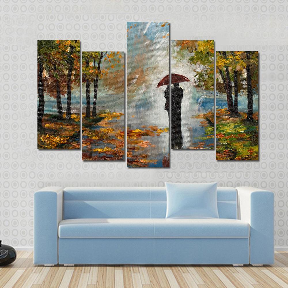 Couple In The Forest Canvas Wall Art-5 Pop-Gallery Wrap-47&quot; x 32&quot;-Tiaracle