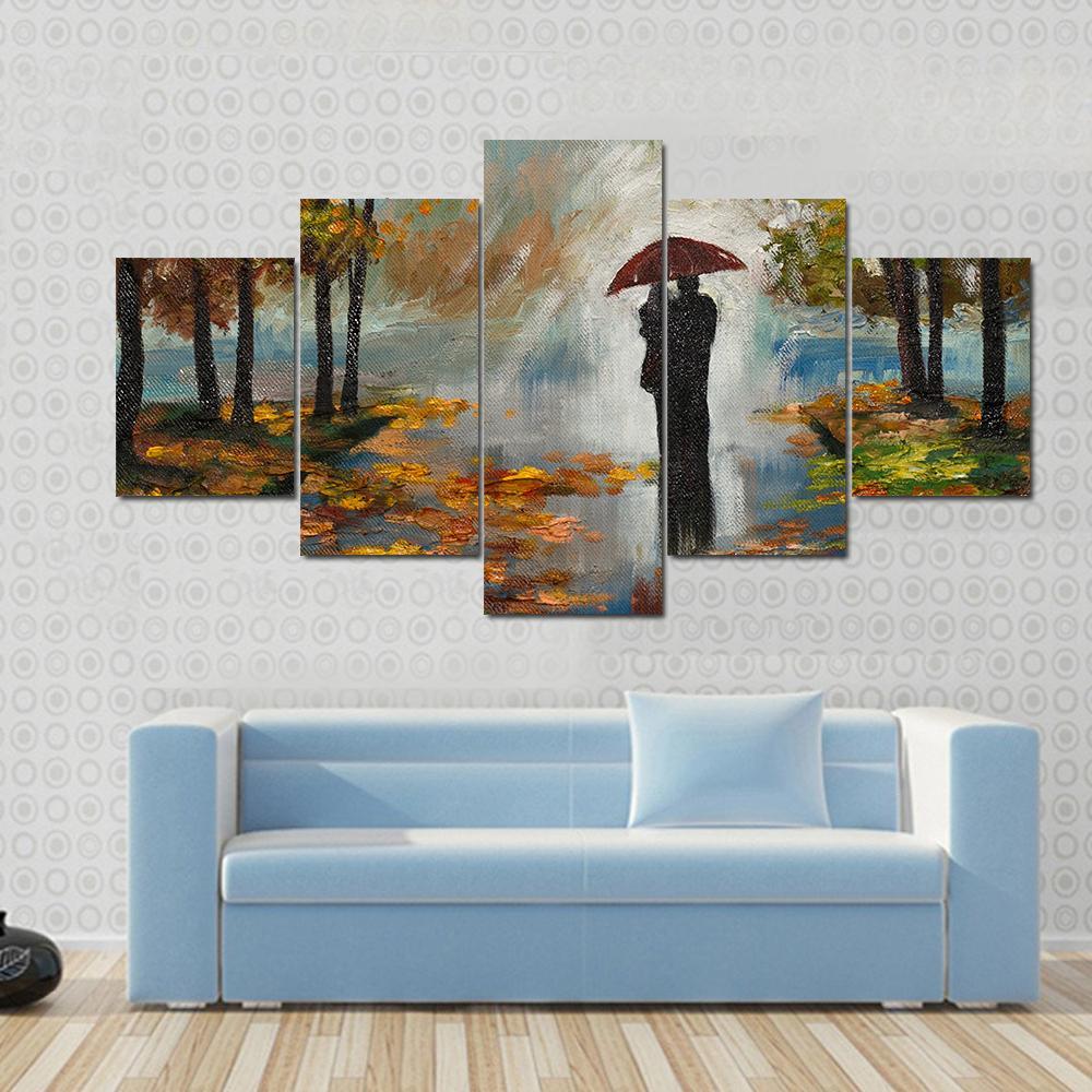Couple In The Forest Canvas Wall Art-5 Star-Gallery Wrap-62&quot; x 32&quot;-Tiaracle