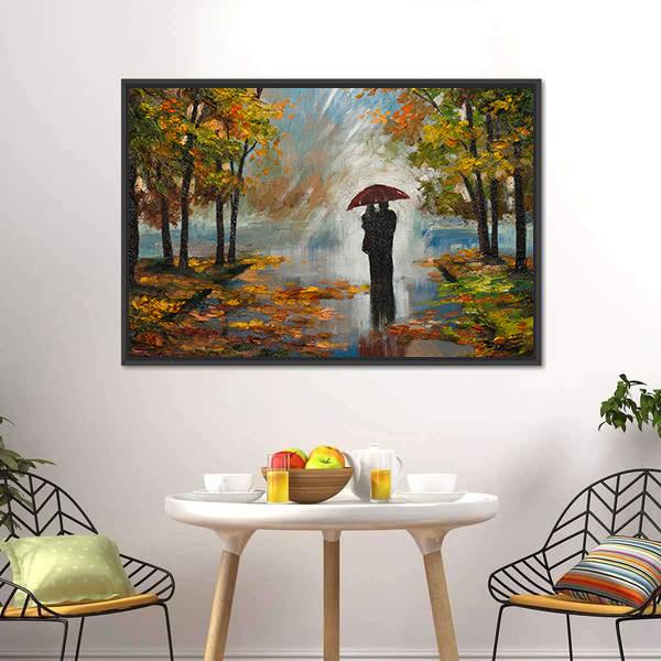 Couple In The Forest Canvas Wall Art-1 Piece-Floating Frame-24&quot; x 16&quot;-Tiaracle