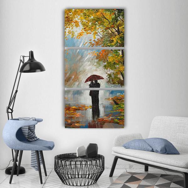 Couple In The Forest Vertical Canvas Wall Art-3 Vertical-Gallery Wrap-12" x 25"-Tiaracle