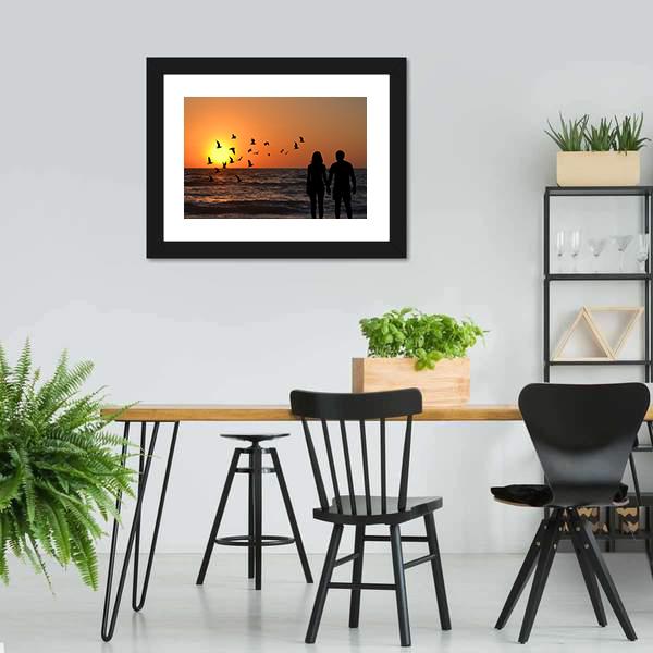 Couple On Beach Panoramic Canvas Wall Art-1 Piece-36" x 12"-Tiaracle