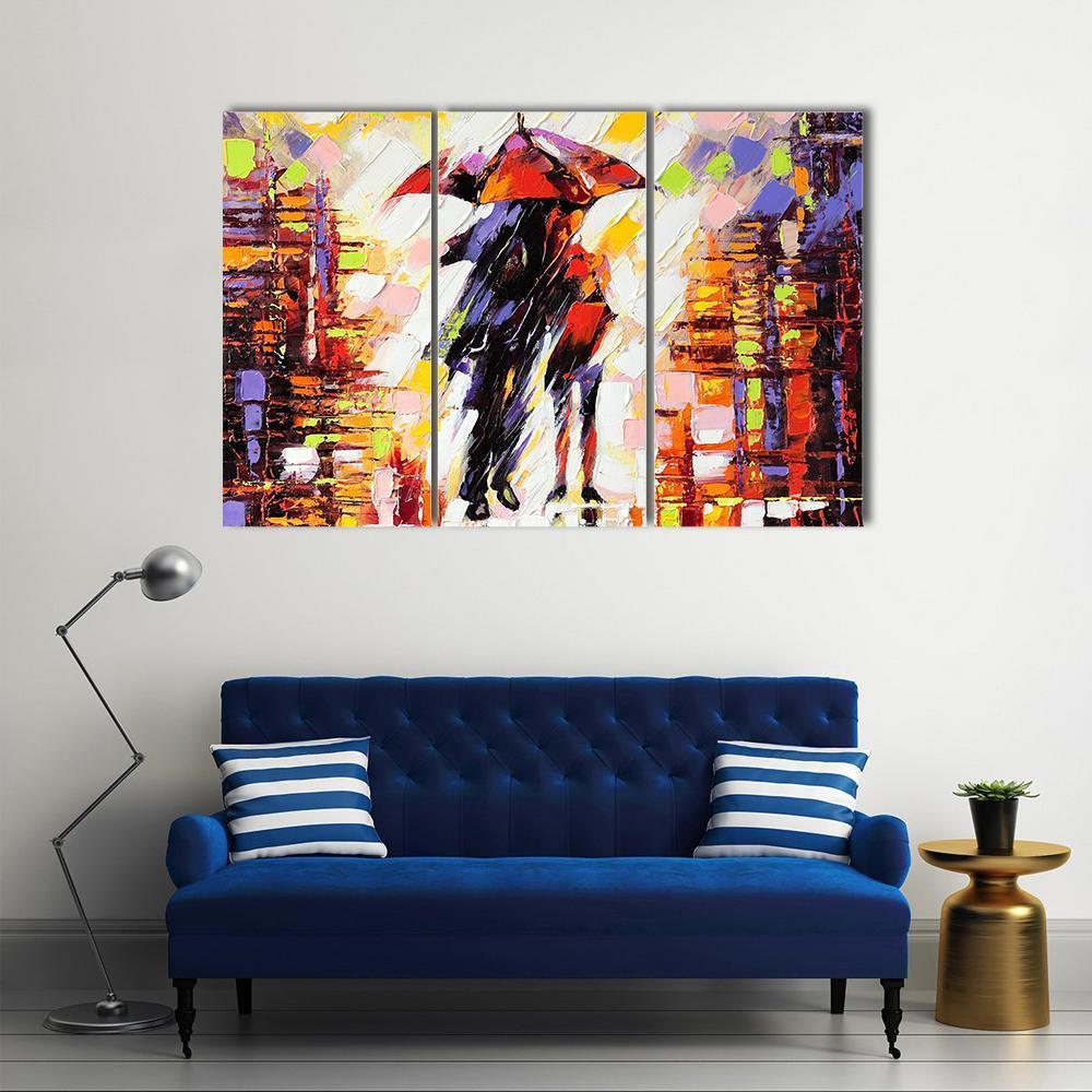 Couple Under An Umbrella Canvas Wall Art-3 Horizontal-Gallery Wrap-37" x 24"-Tiaracle