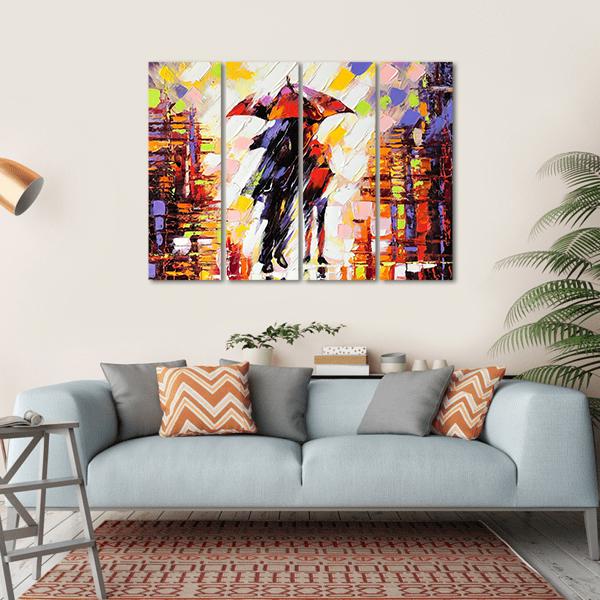 Couple Under An Umbrella Canvas Wall Art-4 Horizontal-Gallery Wrap-34" x 24"-Tiaracle