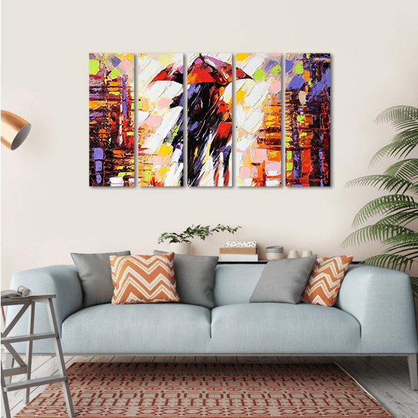Couple Under An Umbrella Canvas Wall Art-5 Horizontal-Gallery Wrap-22" x 12"-Tiaracle