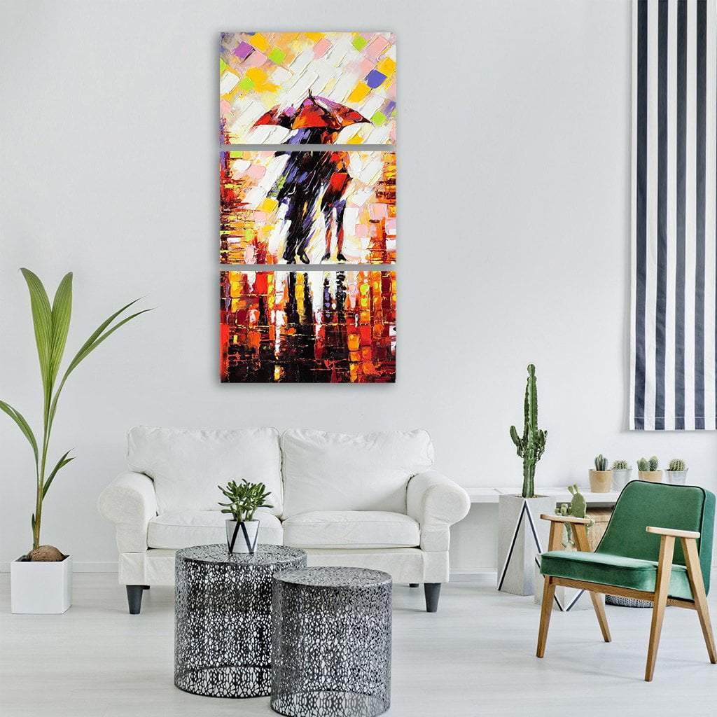 Couple Under An Umbrella Vertical Canvas Wall Art-3 Vertical-Gallery Wrap-12" x 25"-Tiaracle