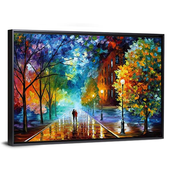 Couple Walking Abstract Canvas Wall Art-1 Piece-Floating Frame-24" x 16"-Tiaracle