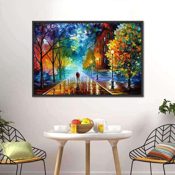 Couple Walking Abstract Canvas Wall Art-3 Horizontal-Gallery Wrap-25" x 16"-Tiaracle