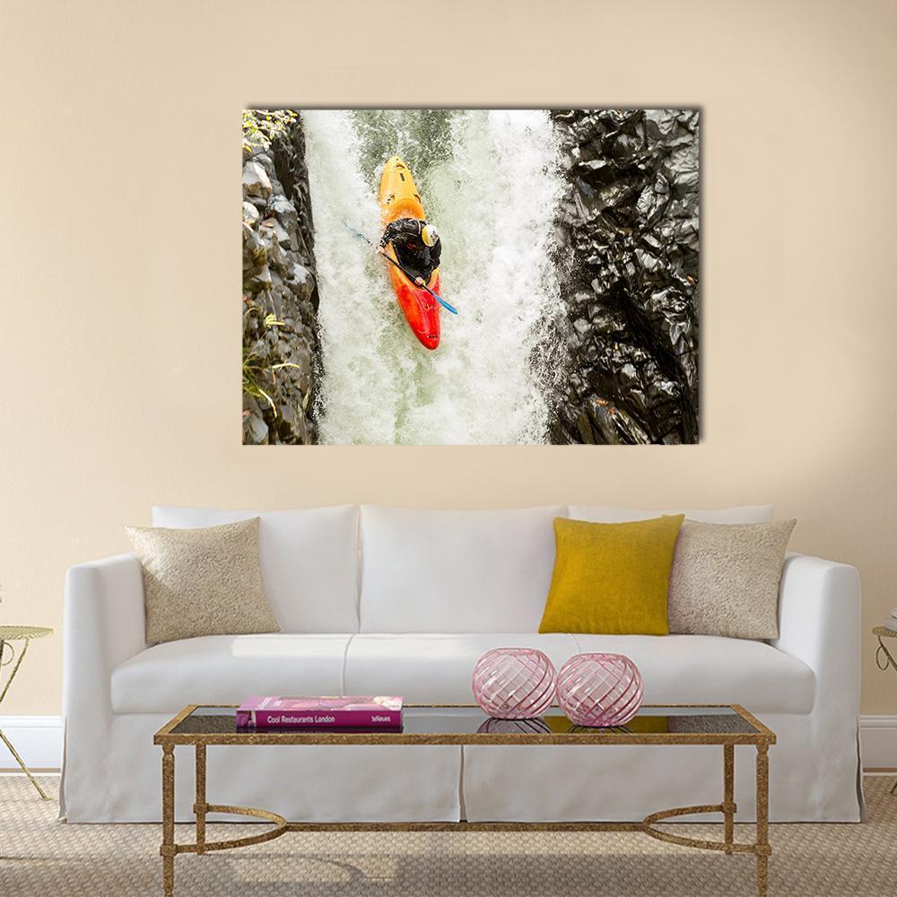 Courageous Kayaker Canvas Wall Art-1 Piece-Gallery Wrap-36" x 24"-Tiaracle