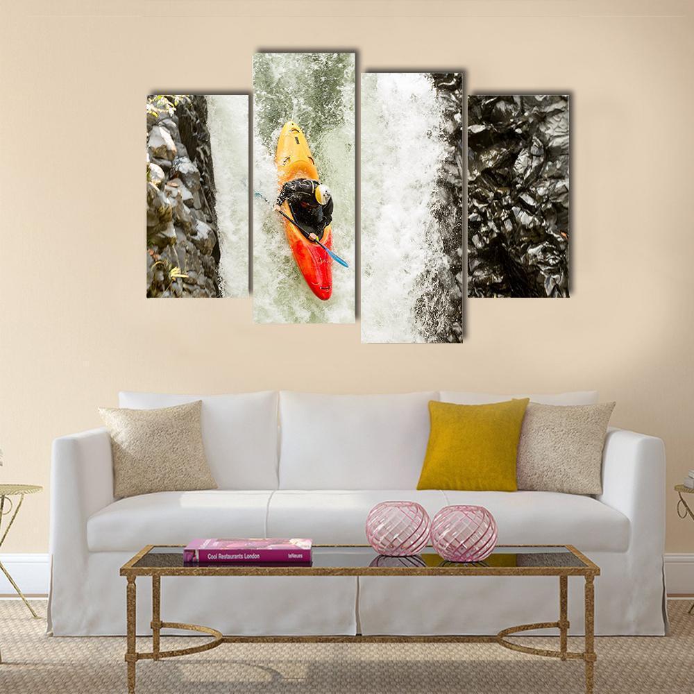 Courageous Kayaker Canvas Wall Art-4 Pop-Gallery Wrap-50" x 32"-Tiaracle