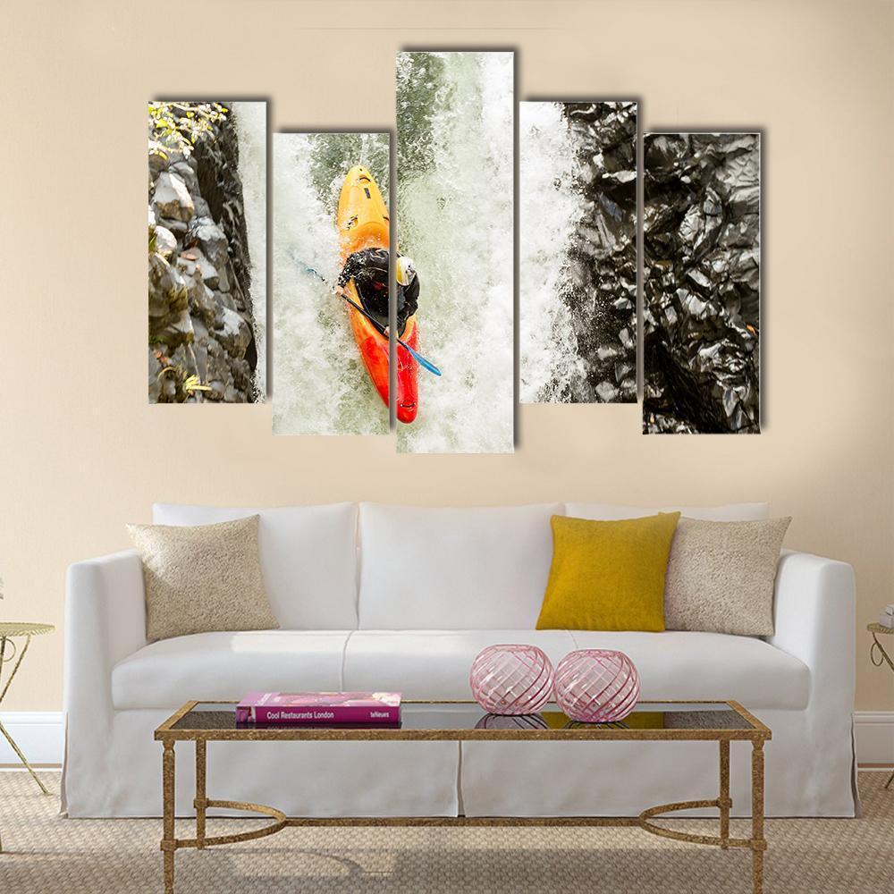 Courageous Kayaker Canvas Wall Art-5 Pop-Gallery Wrap-47&quot; x 32&quot;-Tiaracle