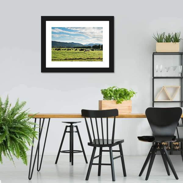 Cows In Green Field Canvas Wall Art-3 Horizontal-Gallery Wrap-25" x 16"-Tiaracle