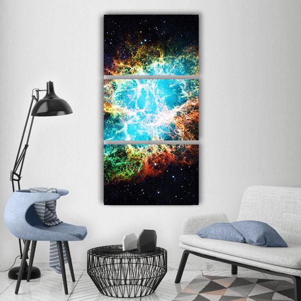 Crab Nebula Vertical Canvas Wall Art-3 Vertical-Gallery Wrap-12" x 25"-Tiaracle