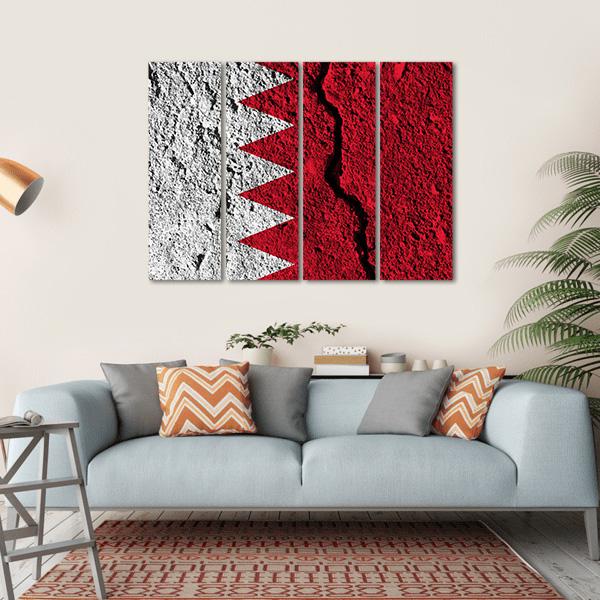 Cracked Bahrain Flag Canvas Wall Art-4 Horizontal-Gallery Wrap-34" x 24"-Tiaracle