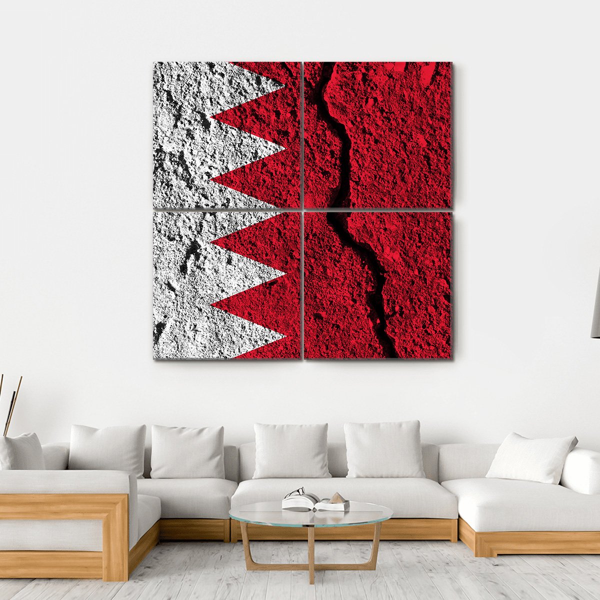 Cracked Bahrain Flag Canvas Wall Art-4 Square-Gallery Wrap-17" x 17"-Tiaracle