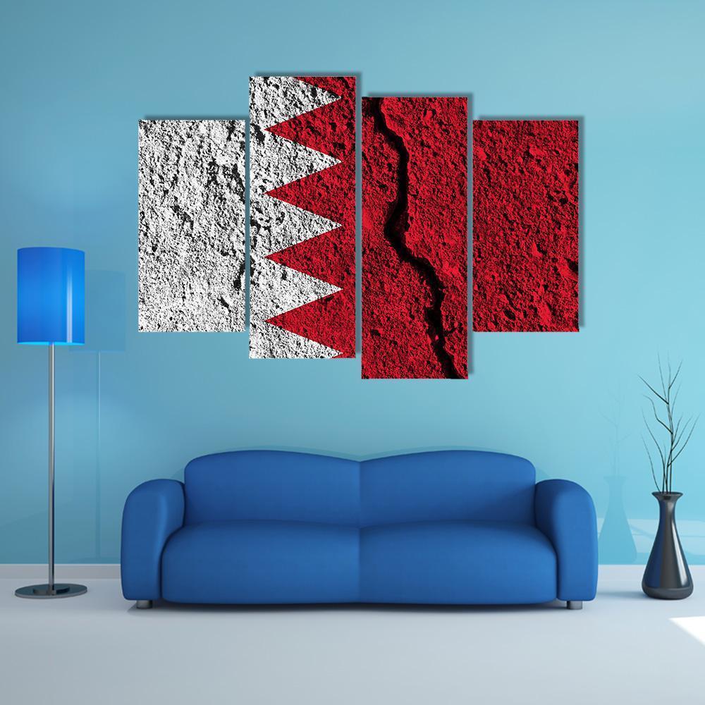 Cracked Bahrain Flag Canvas Wall Art-4 Pop-Gallery Wrap-50" x 32"-Tiaracle