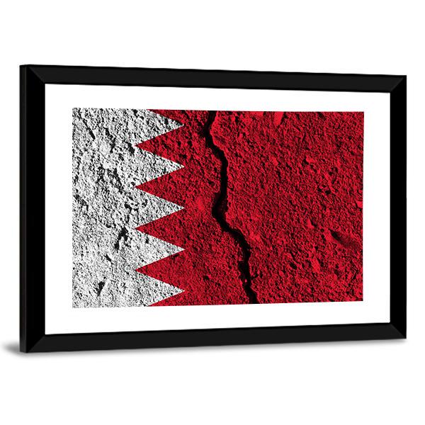 Cracked Bahrain Flag Panoramic Canvas Wall Art-1 Piece-36" x 12"-Tiaracle