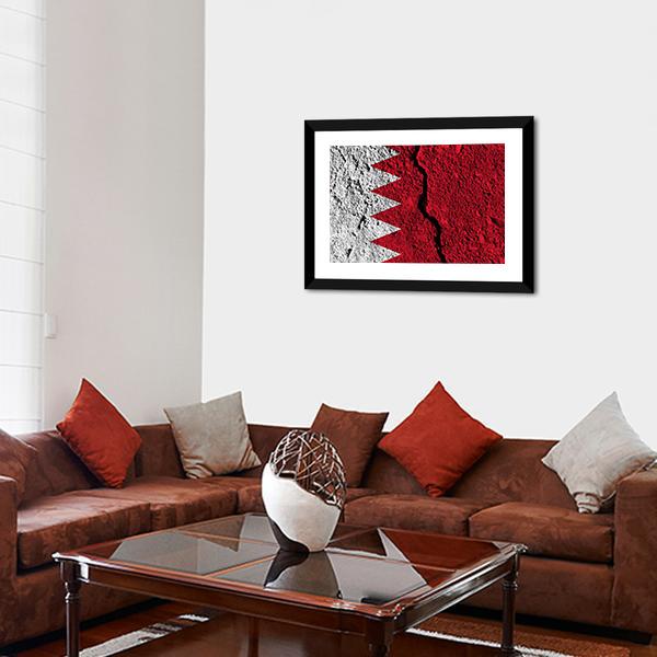 Cracked Bahrain Flag Panoramic Canvas Wall Art-1 Piece-36" x 12"-Tiaracle