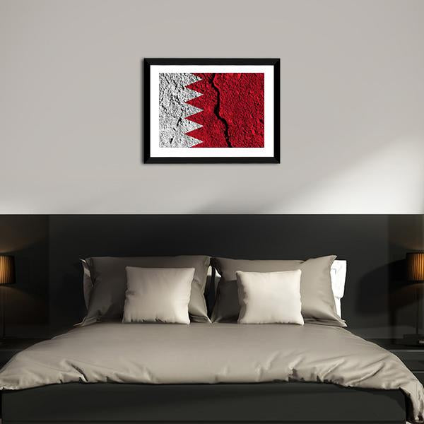 Cracked Bahrain Flag Panoramic Canvas Wall Art-1 Piece-36" x 12"-Tiaracle
