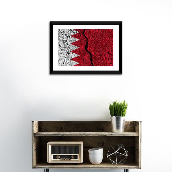 Cracked Bahrain Flag Panoramic Canvas Wall Art-1 Piece-36" x 12"-Tiaracle