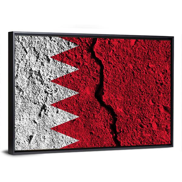 Cracked Bahrain Flag Panoramic Canvas Wall Art-1 Piece-36" x 12"-Tiaracle