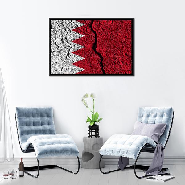 Cracked Bahrain Flag Panoramic Canvas Wall Art-1 Piece-36" x 12"-Tiaracle
