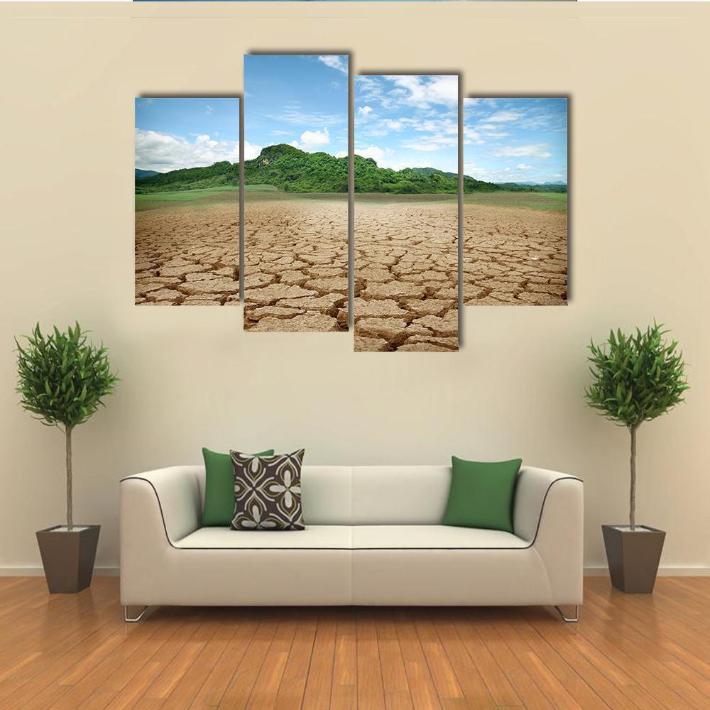 Cracked Earth Canvas Wall Art-4 Pop-Gallery Wrap-50" x 32"-Tiaracle