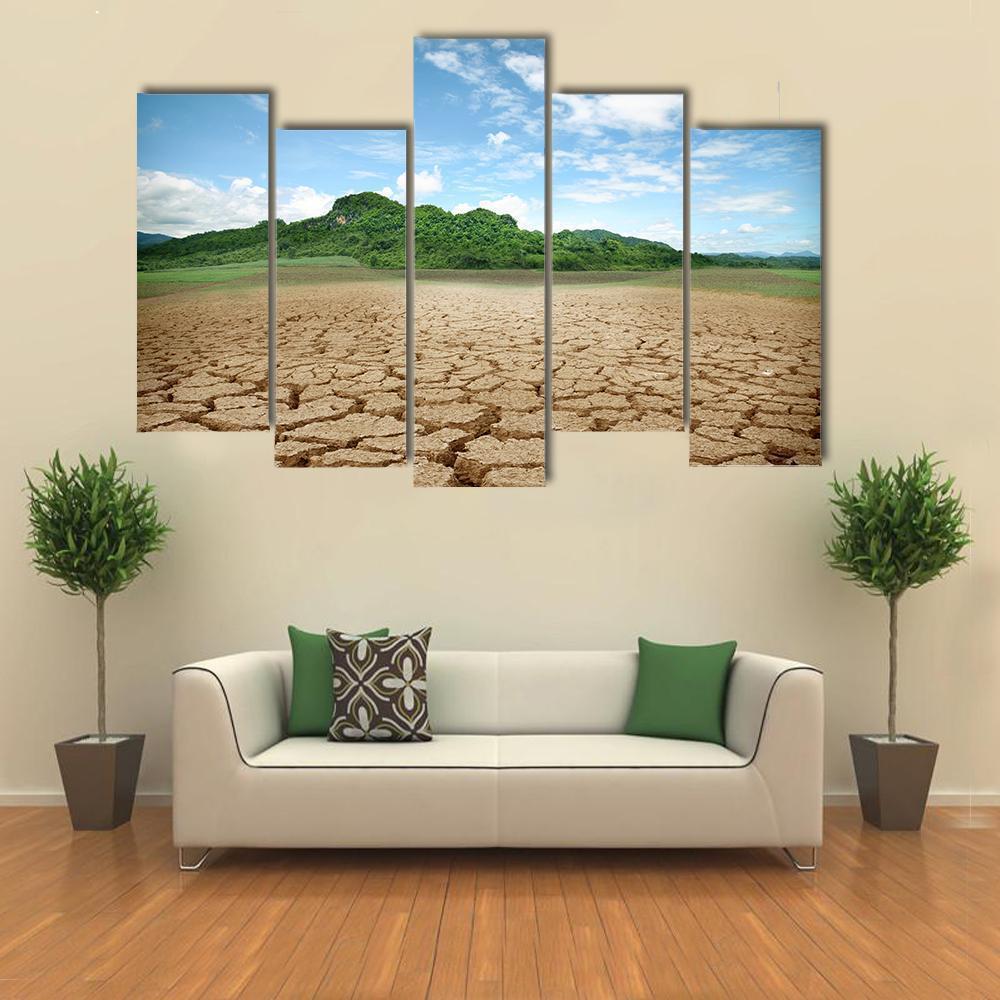 Cracked Earth Canvas Wall Art-5 Pop-Gallery Wrap-47" x 32"-Tiaracle