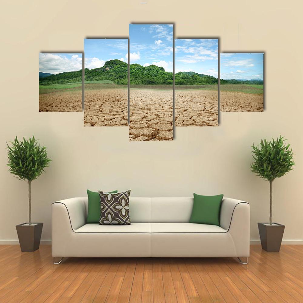 Cracked Earth Canvas Wall Art-5 Star-Gallery Wrap-62" x 32"-Tiaracle