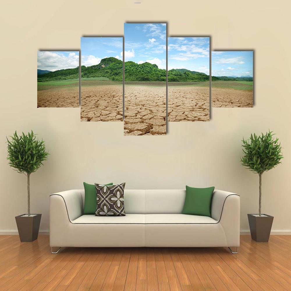 Cracked Earth Canvas Wall Art-4 Pop-Gallery Wrap-50" x 32"-Tiaracle
