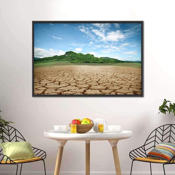 Cracked Earth Canvas Wall Art-1 Piece-Floating Frame-24" x 16"-Tiaracle