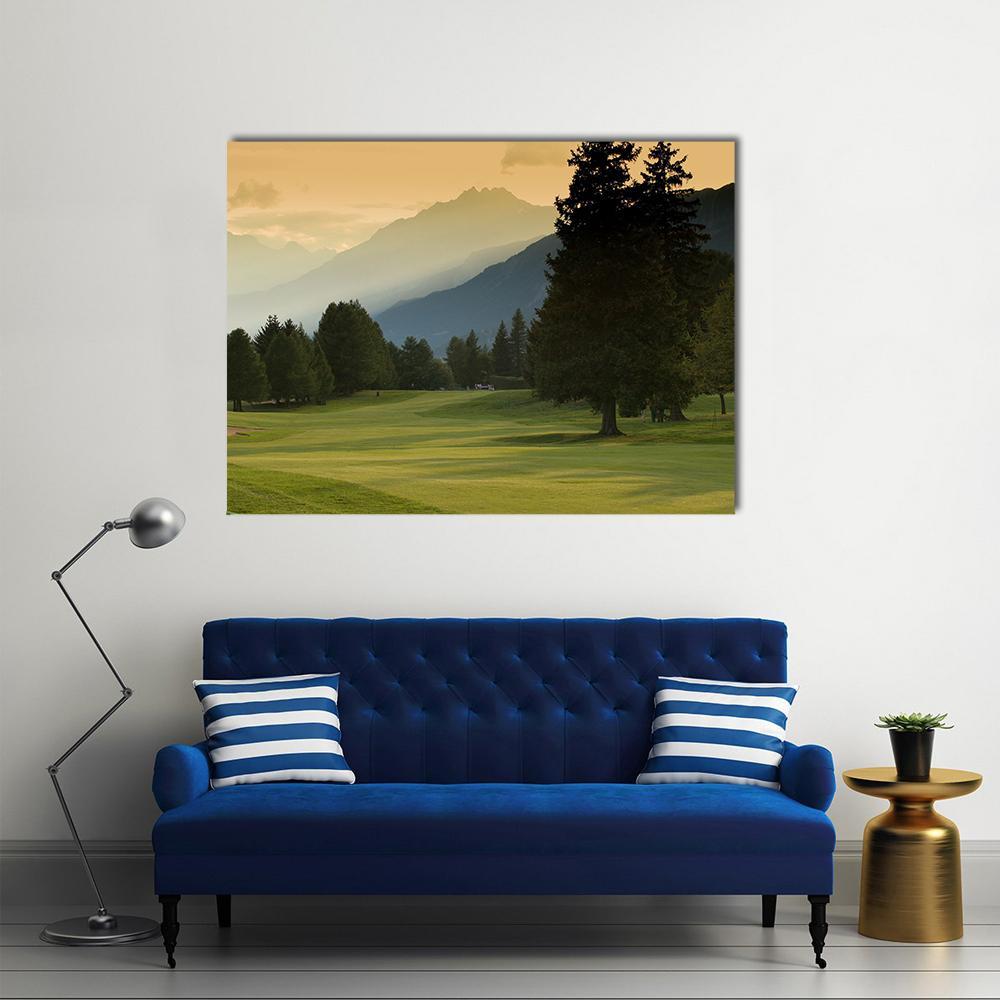 Crans Montana Golf Course Canvas Wall Art-1 Piece-Gallery Wrap-48" x 32"-Tiaracle