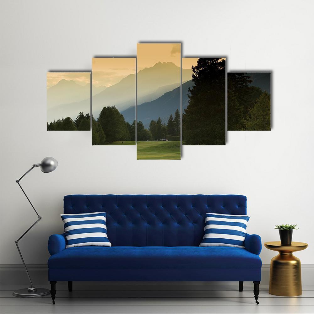 Crans Montana Golf Course Canvas Wall Art-5 Star-Gallery Wrap-62" x 32"-Tiaracle