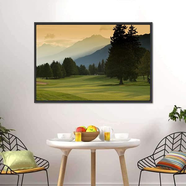 Crans Montana Golf Course Canvas Wall Art-1 Piece-Floating Frame-24" x 16"-Tiaracle