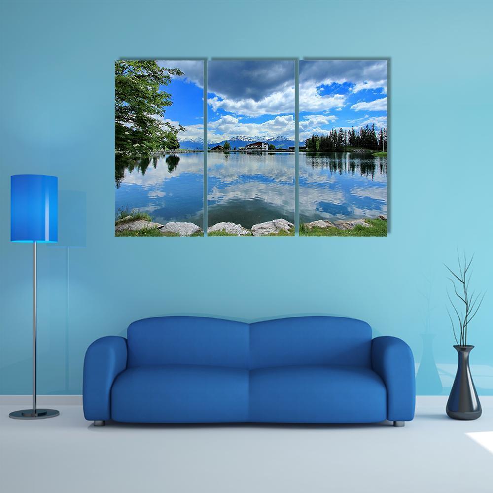 Crans Montana Lake Canvas Wall Art-3 Horizontal-Gallery Wrap-37" x 24"-Tiaracle
