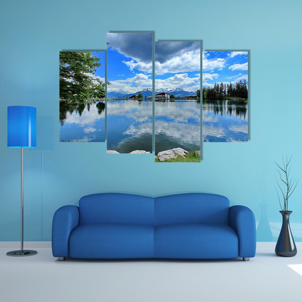 Crans Montana Lake Canvas Wall Art-4 Pop-Gallery Wrap-50" x 32"-Tiaracle