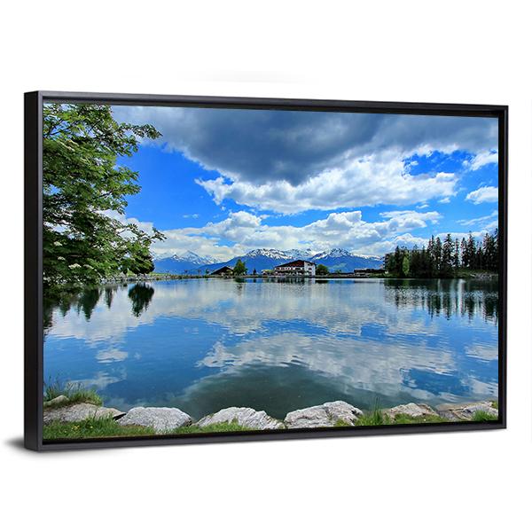 Crans Montana Lake Canvas Wall Art-3 Horizontal-Gallery Wrap-25" x 16"-Tiaracle