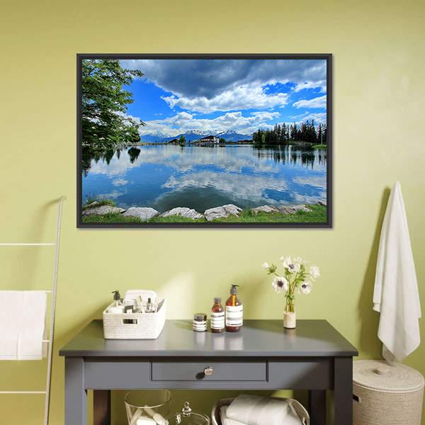 Crans Montana Lake Canvas Wall Art-3 Horizontal-Gallery Wrap-25" x 16"-Tiaracle