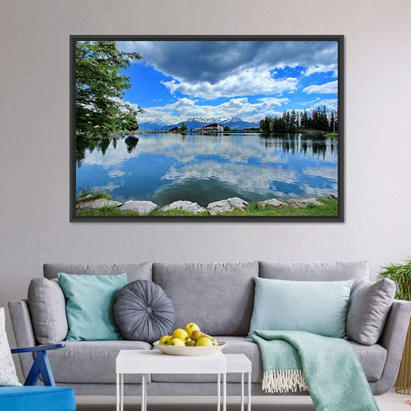 Crans Montana Lake Canvas Wall Art-3 Horizontal-Gallery Wrap-25" x 16"-Tiaracle