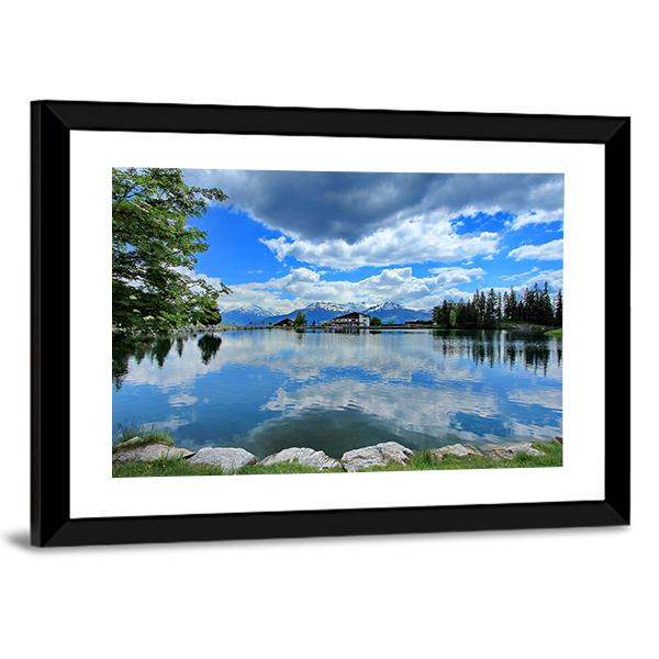 Crans Montana Lake Canvas Wall Art-3 Horizontal-Gallery Wrap-25" x 16"-Tiaracle