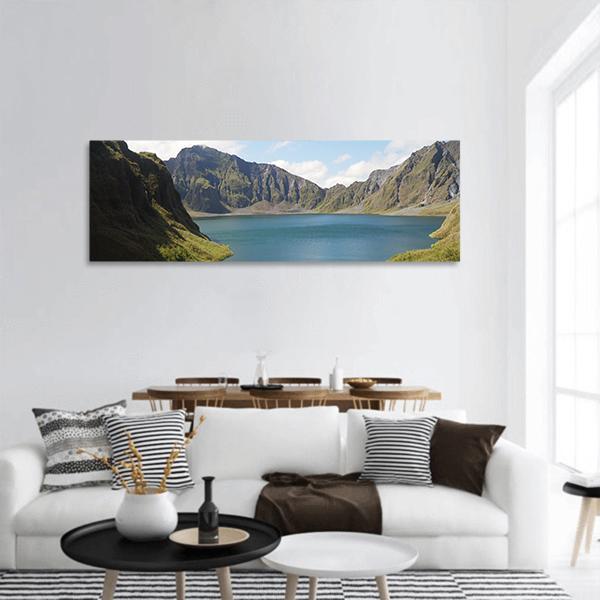 Crater Lake Philippines Panoramic Canvas Wall Art-3 Piece-25" x 08"-Tiaracle